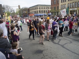Marchers during the Pride Parade; Main Street, Northampton, Mass.