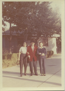 Shirley and W. E. B. Du Bois standing with unidentified woman