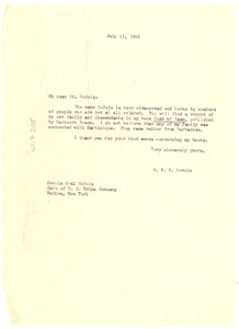 Letter from W. E. B. Du Bois to Dennis Oval Du Bois