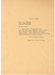 Letter from unidentified correspondent to C. E. Chapman