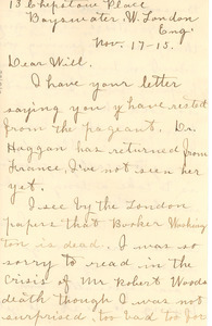 Letter from Nina Du Bois to W. E. B. Du Bois