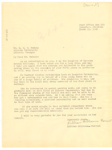 Letter from Lillian Williams Forrest to W. E. B. Du Bois