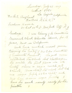 Letter from Lula K. Duncan to W. E. B. Du Bois