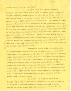 Letter from W. E. B. Du Bois to New York Times Company