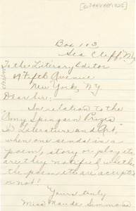 Letter from Maude Simmons to Editor of the Crisis