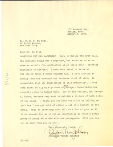 Letter from Benjamin Tanner Johnson to W. E. B. Du Bois