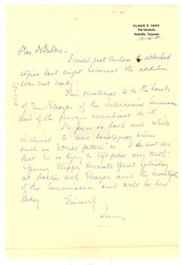 Letter from Elmer S. Imes to W. E. B. Du Bois
