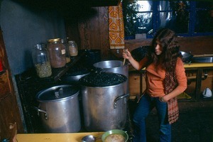 Warwick Kitchen: Meg, 'Nutmeg' Rich stirring dinner, probably brown rice, squash or mashed potatoes