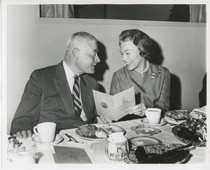 Hermann G. Place and Mrs. William S. Kilbourne at Thanksgiving dinner