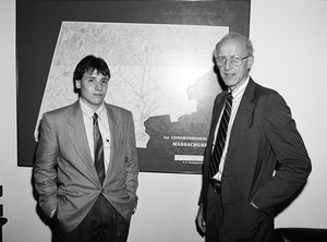 Congressman John W. Olver (right) with a visitor to his congressional office