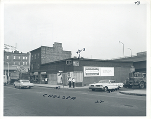 Corner of Chelsea and Gray Streets in Charlestown, featuring Tuttles 1 Hour Cleaning and the Hy-Grade Naval Uniform Company