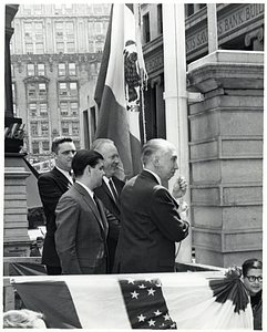 Mayor John F. Collins with Mexican diplomats raising Mexican flag during Mexico Week in Boston