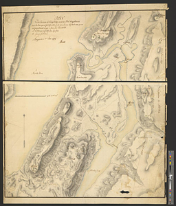 Plan des environs de Kingsbridge jusqu'au Fort Knyphausen avec les ouvrages de fortification faites dans l'année 1779 & de ceux qu'on est presentement occupé sur Laurell hill