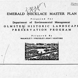 Draft of the Emerald Necklace master plan prepared in a joint venture by Walmsley and Pressley