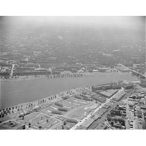 Vassar Street and Memorial Drive towards Boston University campus, Cambridge and Boston, MA