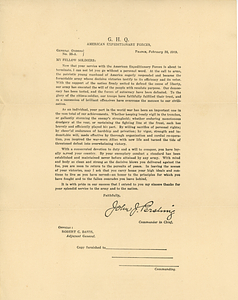 John J. Pershing Letter