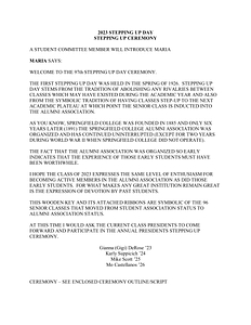 Stepping Up Day Script 2023