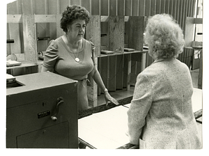 Barbara Silva giving instructions at voting precinct