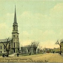 First Congregational Parish Church, Public Library, and Massachusetts Avenue