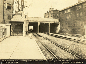 Milton Station stairway and Adams Street Bridge