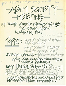 Adam Society Meeting (February, 1991)