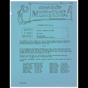 Notice of Washington Park Area 2 meeting held February 18, 1964