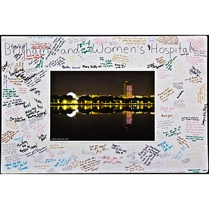 Brigham and Womenʻs Hospital poster left at the Copley Square Memorial