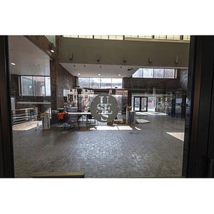 Harriet Tubman House atrium through entrance vestibule on Columbus Avenue