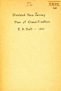 [Vineland New Jersey plan of classification]