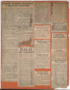8 news clippings, relating to a play about the Affaire, multiple newspapers, 1930-31