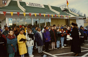 Children's choir at the opening ceremonies for the Mason Square McDonald's