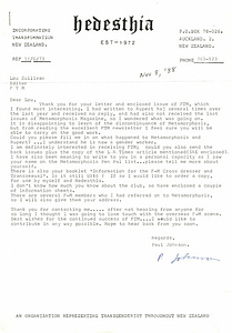 Correspondence from Paul Johnson to Lou Sullivan (November 8, 1988)