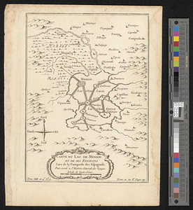 Carte du Lac de Mexico et de ses environs lors de la conqueste des Espagnols