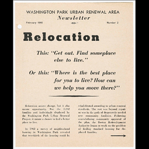 Washington Park Urban Renewal Area Newsletter