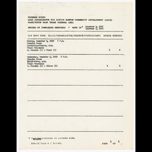 Agenda, minutes and attendance list for Bainbridge-Munroe area meeting on December 3, 1962