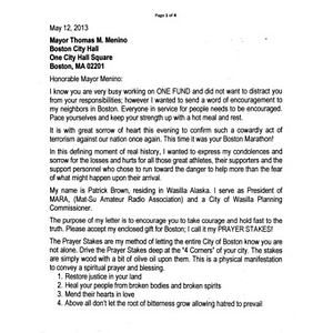 Letter Sent to the City of Boston by the President of the Matanuska Amateur Radio Association