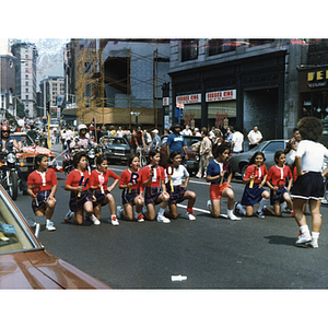 Dance troupe on Tremont Street during Festival Puertorriqueño parade