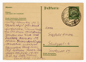 Postcard from Helmut Hirsch to parents, April 13, 1934