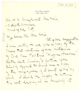 Letter from Hortense N. Hintburn to W. E. B. Du Bois