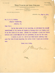 Letter from the Voice of the Negro to W. E. B. Du Bois