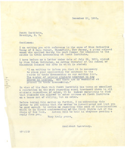 Letter from Walter F. White to Pratt Institute