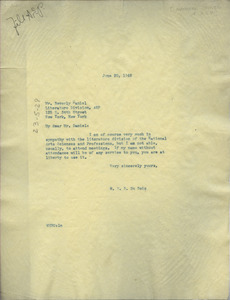 Letter from W. E. B. Du Bois to National Council of Arts, Sciences and Professions