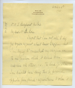 Letter from Ellen Winsor to W. E. B. Du Bois