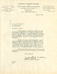 Letter from The National Student Council of Young Women's Christian Associations to W. E. B. Du Bois