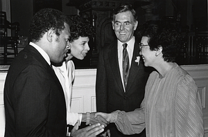 Mayor Raymond L. Flynn with Corazon Aquino, President of the Philippines, City Councilor Bruce Bolling and Carole Bolling