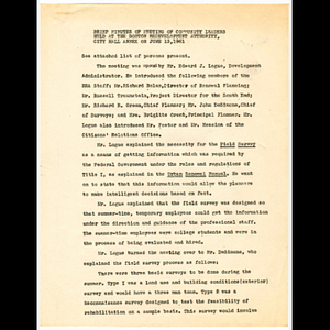 Minutes of community leader meeting held June 13, 1961