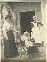 Gertrude Bradlee with baby and nursemaid Sarah Healey