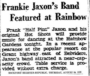 Frankie Jaxon's Band Featured at Rainbow