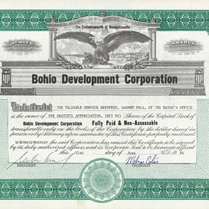 Certificate of the Bohio Development Corporation, showing appreciation for service rendered by Carmen A. Pola