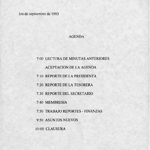Agenda from Festival Puertorriqueño de Massachusetts, Inc. meeting on September 1, 1993